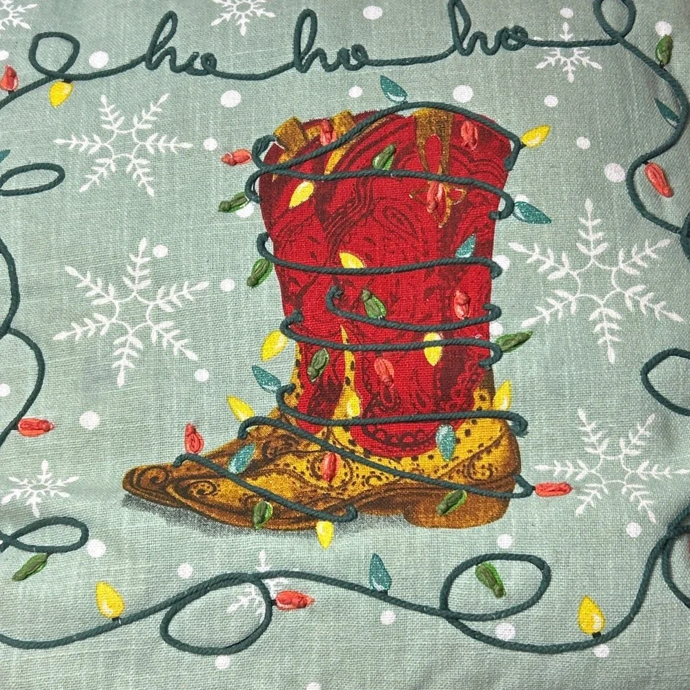 Pioneer Woman Decorative Throw Pillow Holiday Boot Painted Sparkly No INSERT